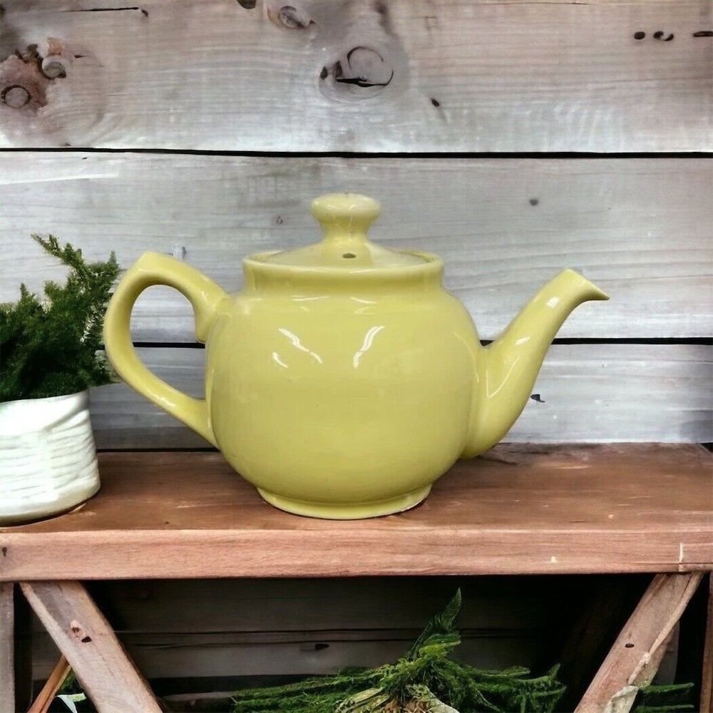Yellow Teapot w/Lid Small Vintage Home Decor Tea Time
